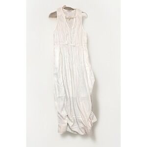 Madewell White Embroidered Maxi Dress Sleeveless Size 8 Tassel Accents